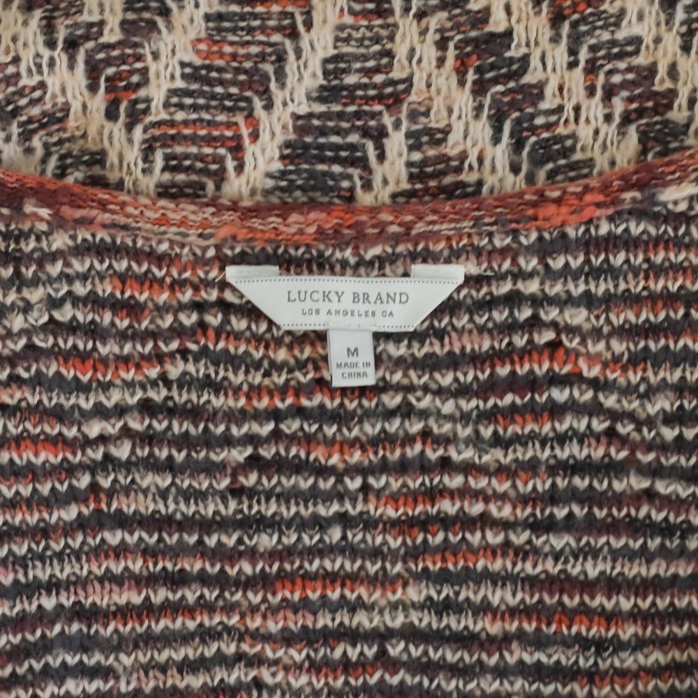 Lucky Brand Open Pattern Boho Fringe Cardigan Swe… - image 5